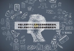 中国人民银行个人信用信息基础数据库查询,中国人民银行个人信用信息基础数据库查询