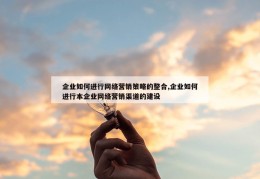 企业如何进行网络营销策略的整合,企业如何进行本企业网络营销渠道的建设